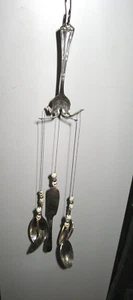 Volkskunst versilbert Windspiel Löffel & Gabel Vintage Windspiel Handarbeit A - Bild 1 von 4