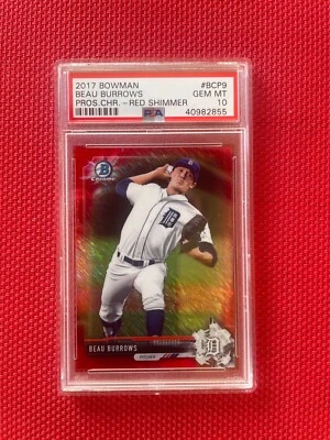 2017 Bowman Chrome Prospects RED Refractor rookie /5 Beau Burrows PSA 10 - Image 1 of 4