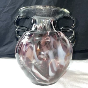 MURANO MILLEFIORI 7" DOUBLE HANDLED HAND-MADE BLOWN VENETIAN ART GLASS VASE - Picture 1 of 10