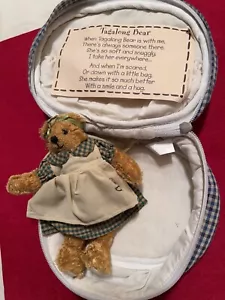 Teddy Bear Tagalong Bear Gooseberry Patch Plush 6" w/Carrier Purse Delton Vtg. - Picture 1 of 11