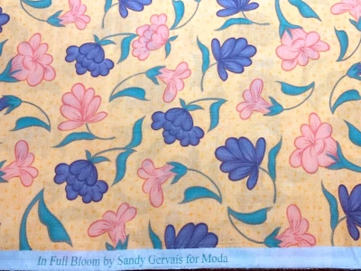 Cotton Fabric CUTE Turquoise Floral Circles Sandy Gervais IN FULL BLOOM MODA FQ - Image 1 of 4