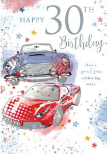 Happy 30th Birthday Card Male Foil Finish 8" x 6" Lovely Verse - Picture 1 of 2