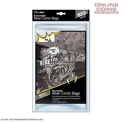 Ultra Pro RESEALABLE Acid Free Ultra Clear Silver Size Comic Bags X 100 • 11.95$