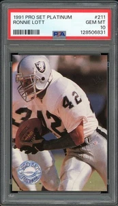 1991 Pro Set Platinum Ronnie Lott Los Angeles Raiders #211 PSA 10 Pop. 6 - Bild 1 von 2