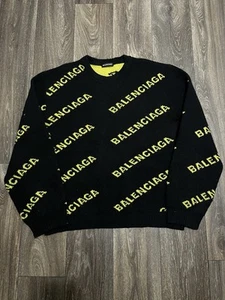 Balenciaga All Over Print Wool Crewneck Sweater Mens XXL - Picture 1 of 7