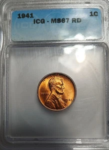 1941 Lincoln Wheat Cent 1c penny ms67 red gem unc CHERRY uncirculated ICG MS67RD - Picture 1 of 5