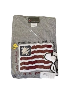 Vintage Snoopy & Woodstock Proud To Be A Cool American Flag Shirt Size XL - Picture 1 of 5