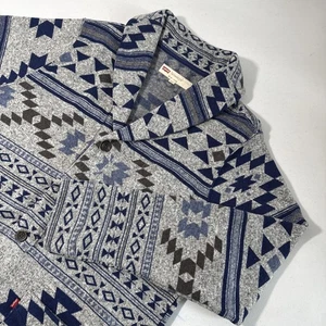 Levis Cardigan Sweater Mens L Fleece Shawl Aztec Southwest Western Lodge Style - Picture 1 of 14