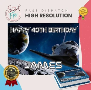 SPACE SHUTTLE RECHTECK ESSBAR TORTENAUFLEGER DEKORATION PERSONALISIERT - Bild 1 von 7