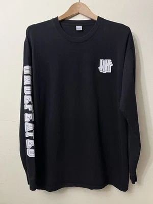 Vintage Undefeated T Shirt Mens Large Black Made in USA Spell Out Graphic Sleeve - Image 1 of 4