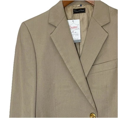 Abrigo Deportivo Hombre Talla 37R Oscar De La Renta Beige Blazer Botón Dorado Foto 1 de 4