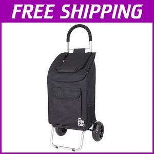 Portable Black Foldable Grocery Cart with Ergonomic Handle & 7 Storage Pockets - Picture 1 of 8
