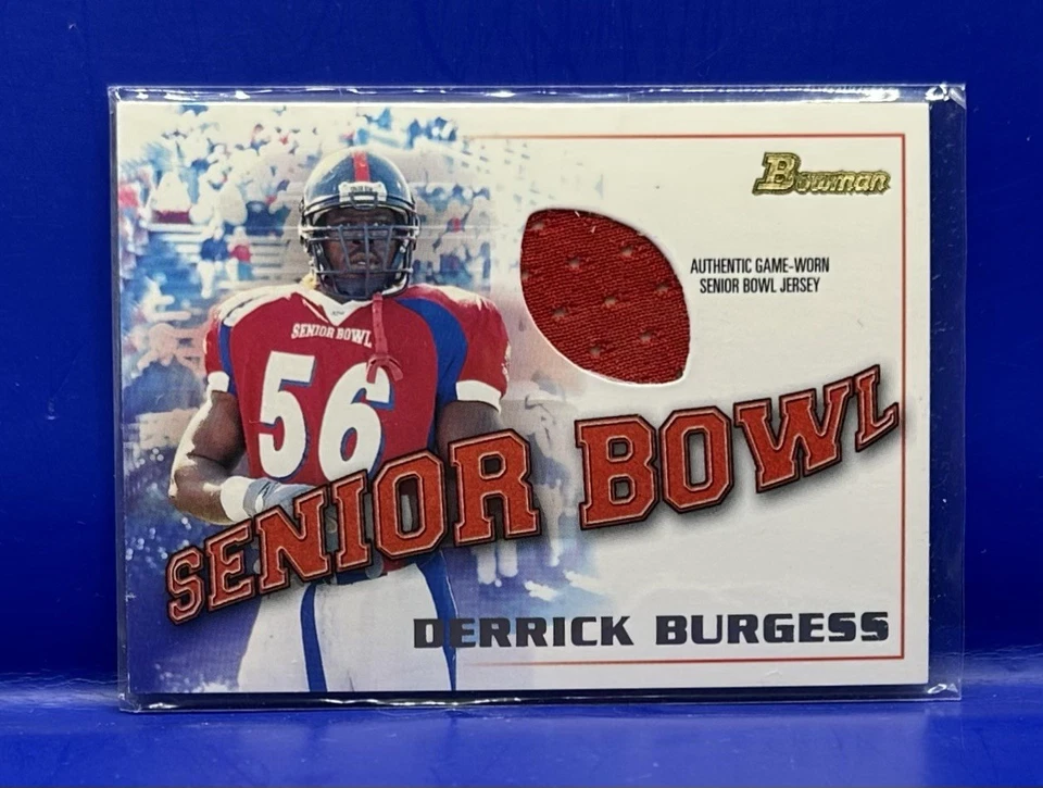2001 Bowman Rookie Game Worn Bowl Jersey Derrick Burgess Ole Miss Rebels #BJ-DBU - Image 1 of 2
