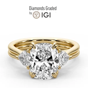  IGI Cert 4,00 ct F VS1 Cushion Cut Labor Diamant Verlobungsring 14 K Gelbgold - Bild 1 von 11
