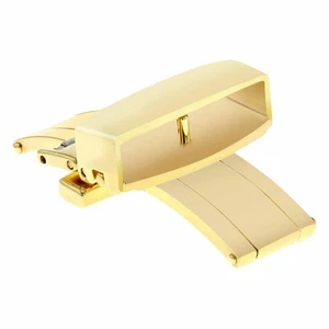 18MM DEPLOYMENT WATCH LEATHER STRAP BAND FOR BREITLING BUTTERFLY BUCKLE GOLD - Picture 1 of 3
