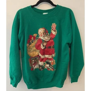 Vintage Xmas Weihnachtssweatshirt Hanes Her Way Santa rot Damen XL Rundhals - Bild 1 von 7