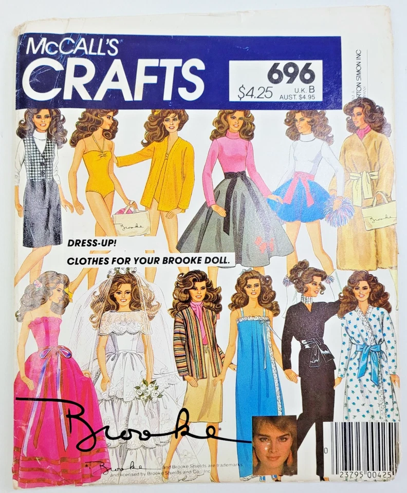Padrão de costura vintage anos 80 McCalls 696 roupas de boneca da moda Brooke Barbie 12" CORTADO - Imagem 1 de 3