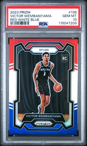 VICTOR WEMBANYAMA 2023 PRIZM RED WHITE BLUE RWB RC #136 PSA 10 GEM MINT! #SPURS - Picture 1 of 2