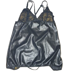 BLACK LINGERIE LACE PLEATHER STRAPPY BACK WOMEN SIZE 3X - Picture 1 of 4
