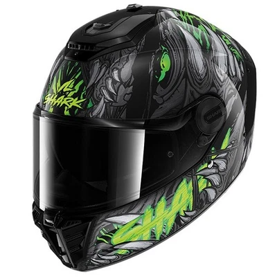 SHARK SPARTAN RS SHAYTAN KGA BLACK GREEN FULL FACE MOTORCYCLE HELMET - Image 1 of 4