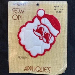 Wrights Sew-on  Applique of Quilted Santa Face New Vintage - Picture 1 of 5