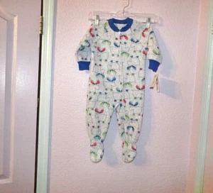 Vtg Carter's Fuzzy Blanket Sleeper Pajamas Size 18M Footed Fleece Moose NWT - Picture 1 of 11