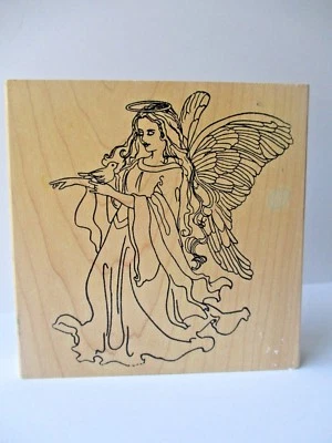 Estampillas de ángel con paloma Happen Inc. Sello de goma Navidad ENVÍO GRATUITO ángel RARO Foto 1 de 4
