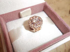 Original Pandora 14kt Roségold Rosa Nebel Funkelnde Kristall Blume Charm 787851NPM - Bild 1 von 3