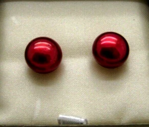 HONORA STERLING SILVER LARGE CHERRY RED 12MM STUD EARRING WITH HAPPYBACKS NIB - Picture 1 of 7