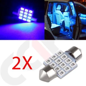 For 2x 31mm 12SMD Super Blue Festoon 2835 Dome Map Interior LED Light DE3021 - Picture 1 of 7