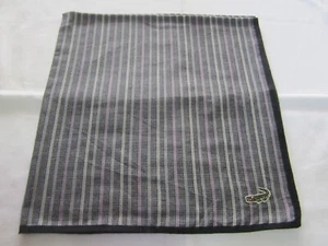USED DARK GRAY STRIPED  PATTERN COTTON 18" POCKET SQUARE HANDKERCHIEF FOR MEN - Picture 1 of 4