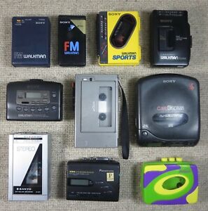 Vtg Walkman Lot of 10 Sony SRF-40W WM-F75 Sanyo M-G37 Panasonic Parts or Restore