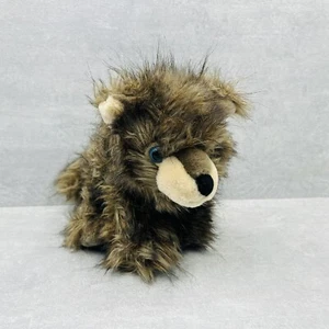 K&M Baby Wolf 8" Plush Toy Stuffed Animal Scruffy Hairy Blue Eyes CUTE! - Picture 1 of 16