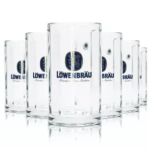6x Löwenbräu Bier Glas 0,5l Krug Glückauf Rastal Seidel Henkel Gläser Krüge Beer - Bild 1 von 3