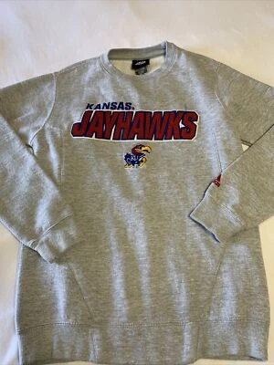Adidas Kansas Jayhawks Sudadera Bordada/Cosida Cuello Redondo Gris Talla Y M B23  Foto 1 de 4