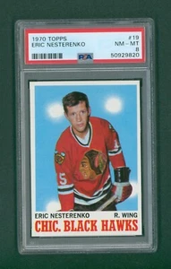 Carta Topps Hockey 1970 - #19 Eric Nesterenko, PSA 8 NM/MT - Foto 1 di 2
