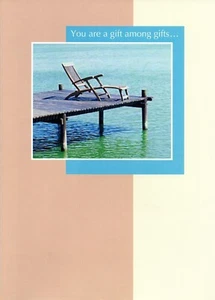 Religious HAPPY BIRTHDAY Card Nature Chair by Lake by Seasons of Grace +Envelope - Picture 1 of 5