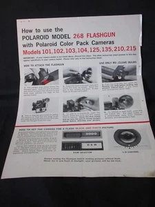 POLAROID FLASHGUN 268 MODEL Land Camera Brochure MANUAL Instruction Pamphlet  - Picture 1 of 2