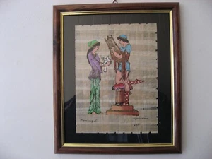 QUADRO PAPIRO ORIGINALE SIRACUSA CORNICE LACCATA ANNI '90 - Picture 1 of 5
