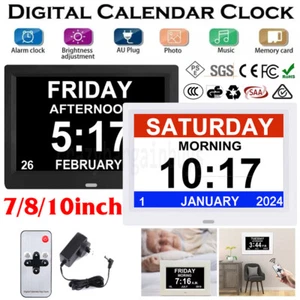 7/8/10 LED Dementia Digital Calendar Clock Alarm Extra Large Day/Week/Month/Year - Picture 1 of 18
