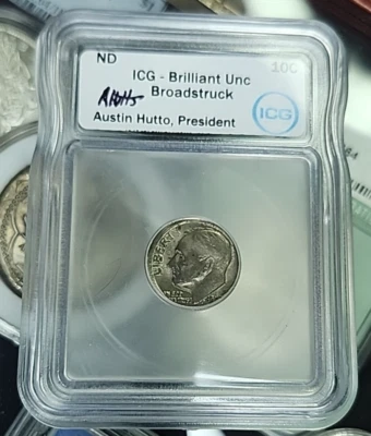 Bu Broadstruck Dime Mint Error Hand Singed By Austin Hutto - Image 1 of 4