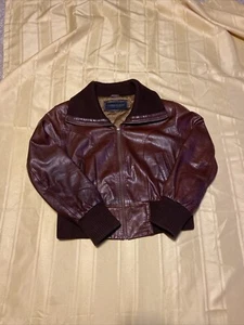VINTAGE AMERICAN BASE NEW YORK Moto Biker Bomber Brown leather Jacket SIZE L - Picture 1 of 21