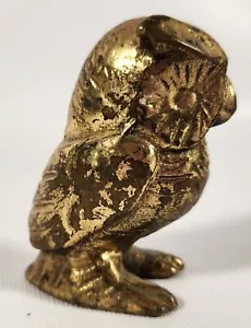 Owl Brass Figurine Paperweight Vintage Solid Metal 3"H Desk Heavy Bird A48 - Picture 1 of 5
