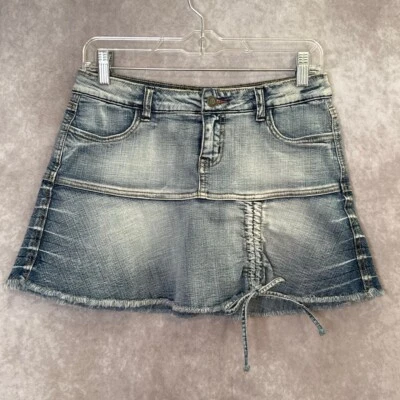 Minifalda vaquera acanalada hidráulica Y2K denim lavada a la piedra envejecida 7/8 Foto 1 de 4