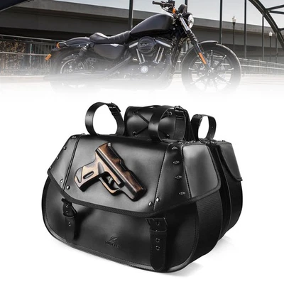 Saddle bag Tool Side bag Storage Luggage PU Leather Fits For Harley Sportster - Image 1 of 4