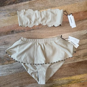 Marysia bikini costume da bagno donna XS beige fascia capesante vita alta gonna fondo - Foto 1 di 24
