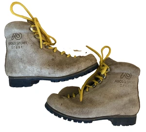 Vtg Asolo Sport Crest Hiking Leather boots made Italy Mens 6.5 Womens 8 Vibram - Picture 1 of 8