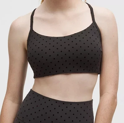 LULULEMON Flow Y Bra Light Support C/D Cup Evolve Flocked Polka Flock Black~NWT - Image 1 of 4