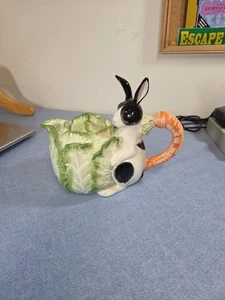 Fitz & Floyd Easter Kensington Rabbit Cabbage Large 45oz Teekanne datiert 1987 - Bild 1 von 8