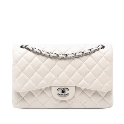 Authenticated Chanel Jumbo Classic Lambskin Double Flap White - Image 1 of 4